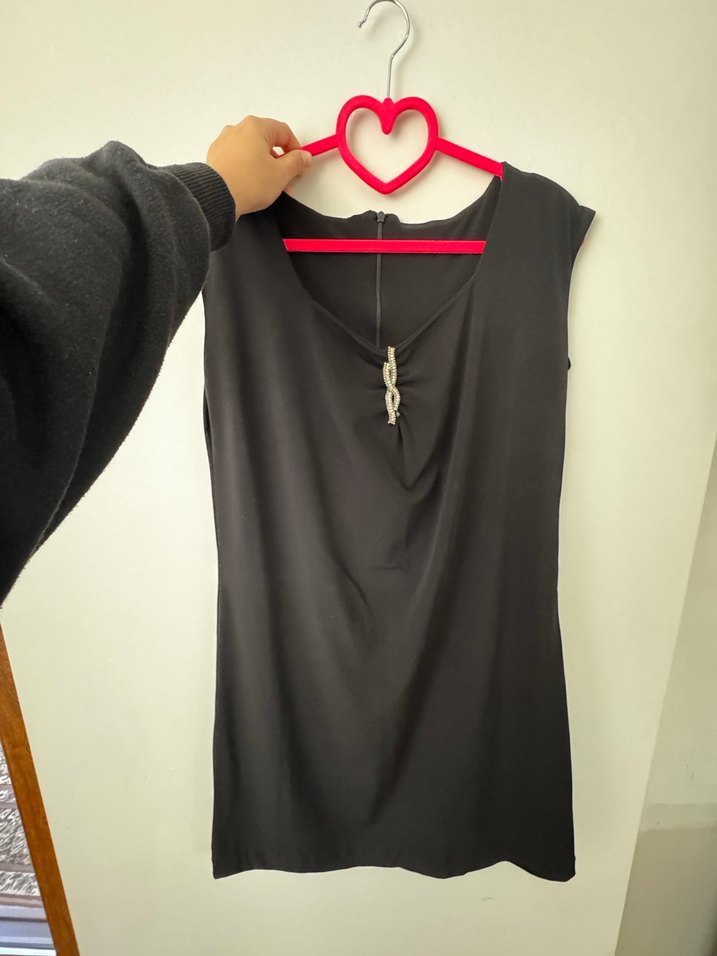 Taş Detaylı Siyah V Yaka Hamile Elbisesi - Görsel 2