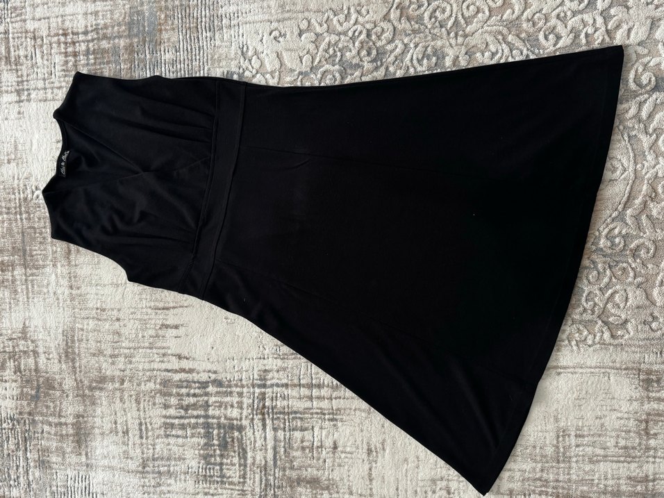 Günlük siyah elbise v yaka - Görsel 2