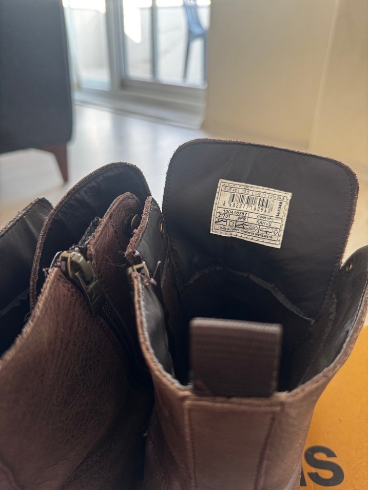 Kahverengi Deri Bağcıklı erkek Bot - Görsel 4