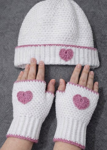 Parmaksız eldiven ve bere (el örgüsü) - Görsel 2