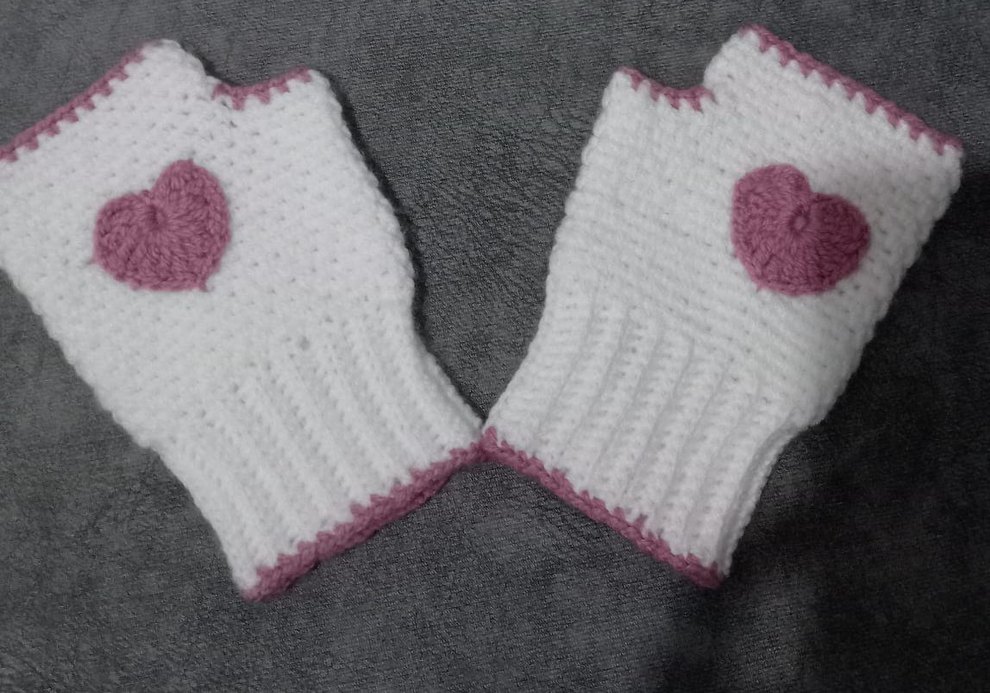 Beyaz Örgü Parmaksız Bohem Eldiven (El Örgüsü) - Görsel 2