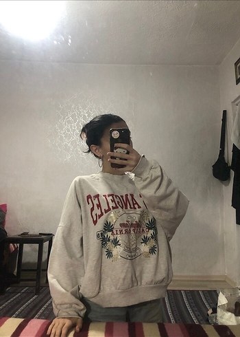 Gri Baskılı Kadın Sweatshirt lc waikiki