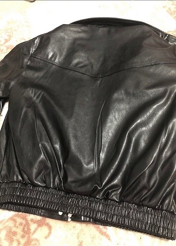 xs Beden Siyah Oversize Biker Deri Ceket