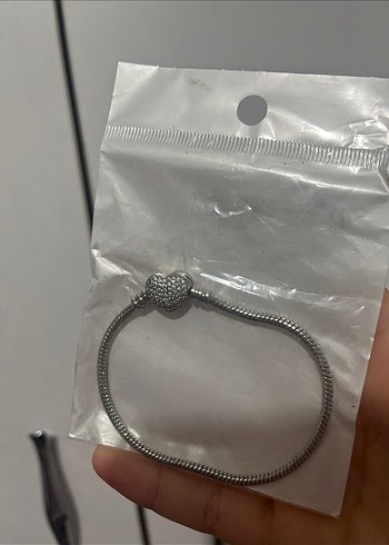 Beden Gri Kadın Bileklik pandora muadili kalpli klips bileklik