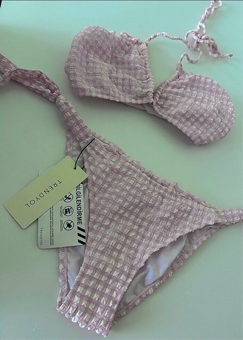 Dantelli Pembe Strappy Mini Bikini shein bikini trendyol
