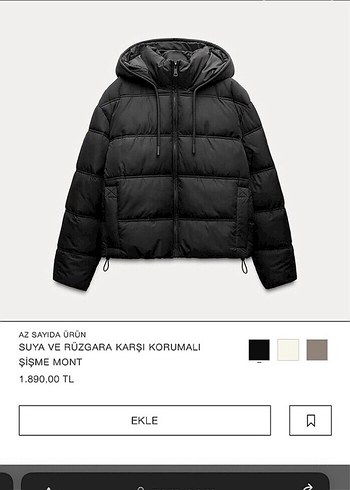 Zara Siyah Kapüşonlu Kısa Şişme Mont marka temsilidir muadildir