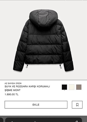 Zara Zara Siyah Kapüşonlu Kısa Şişme Mont marka temsilidir muadildir