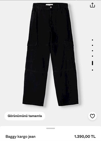 Siyah Baggy Kargo Jean
