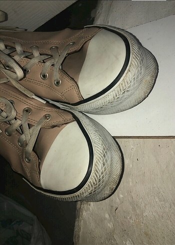 38 Beden pembe Renk converse deri bej rengi bot çizgili kadın spor ayakkabı