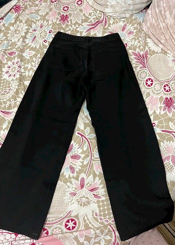 Bershka Geniş Paça Siyah Midi Jean baggy bol siyah pantolon