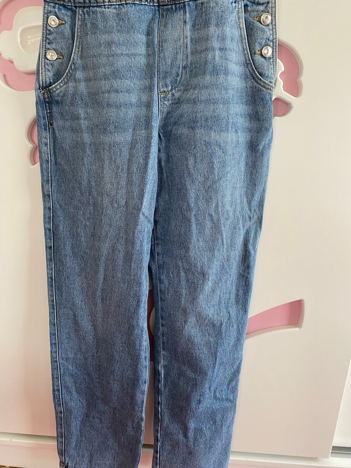 Kadın Mavi Denim Uzun Tulum - Görsel 4