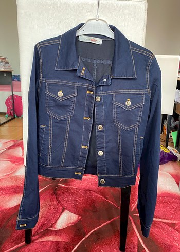 Düğmeli Mavi Kadın Denim Ceket - Görsel 2