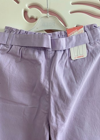 Mor Pamuklu Kemerli Rahat Pantolon kız çocuk - Görsel 5