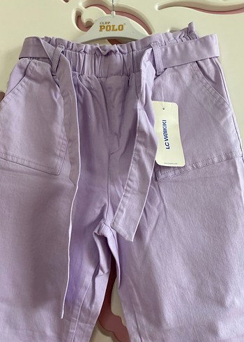 Mor Pamuklu Kemerli Rahat Pantolon kız çocuk - Görsel 2