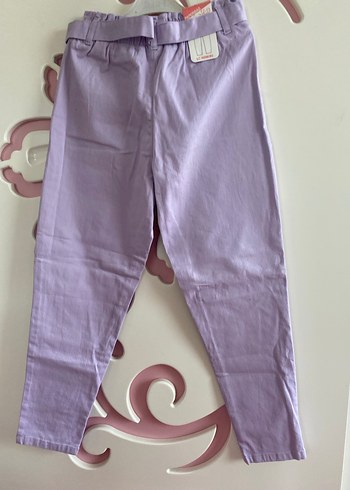 Mor Pamuklu Kemerli Rahat Pantolon kız çocuk - Görsel 3