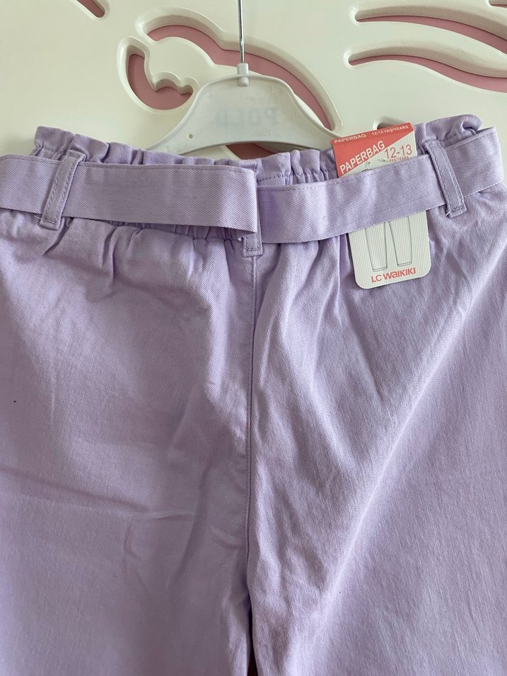 Mor Pamuklu Kemerli Rahat Pantolon kız çocuk - Görsel 5