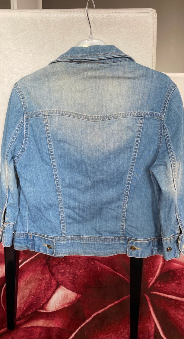 Düğmeli Mavi Kadın Denim Ceket - Görsel 5