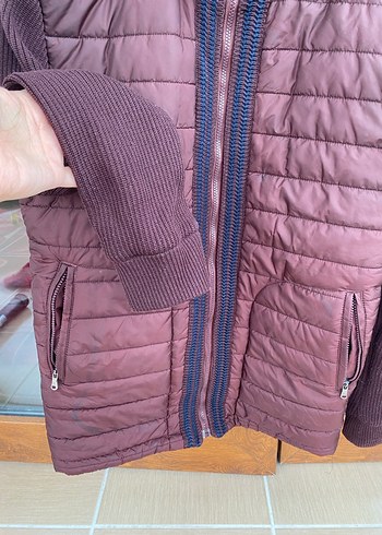 Bordo Fermuarlı Erkek Mont - Görsel 5