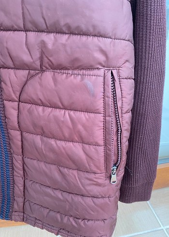 Bordo Fermuarlı Erkek Mont - Görsel 3