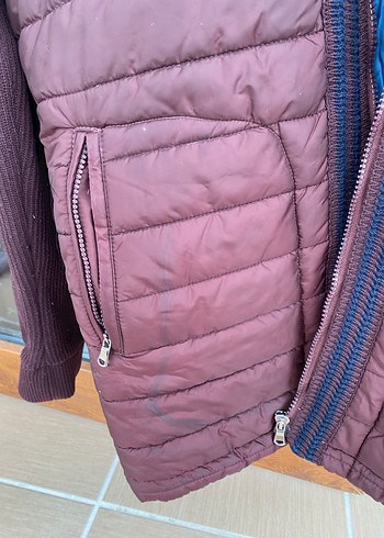 Bordo Fermuarlı Erkek Mont - Görsel 2