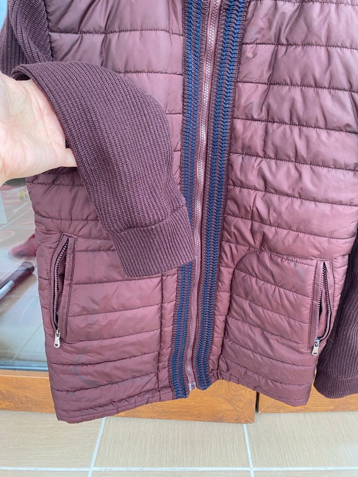 Bordo Fermuarlı Erkek Mont - Görsel 5