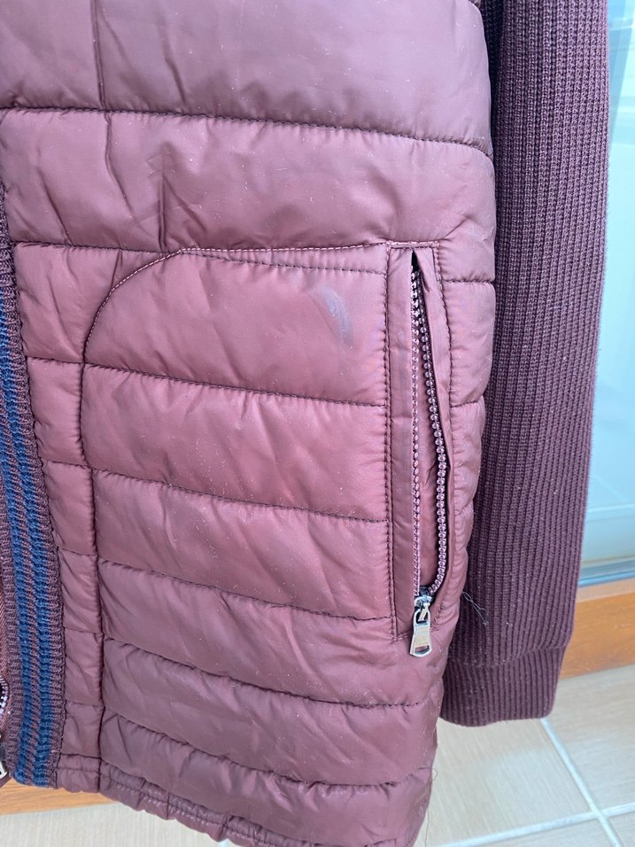 Bordo Fermuarlı Erkek Mont - Görsel 3