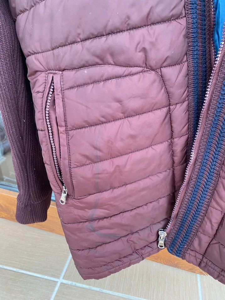 Bordo Fermuarlı Erkek Mont - Görsel 2