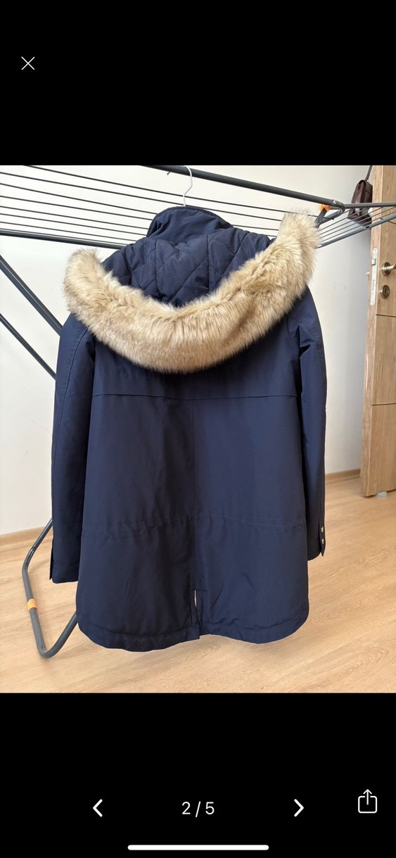Kürklü Kapüşonlu Lacivert Kadın Mont Mango suit koleksiyonu - Görsel 3