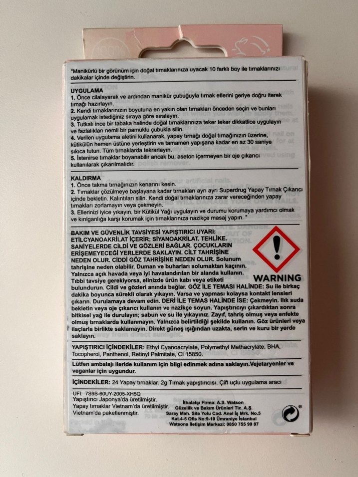 Pembe Kare Tırnaklar - 24 Adet, Tutkal Dahil - Görsel 2