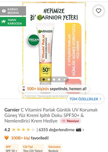 Garnier Vitamin C Güneş Koruyucu SPF 50 - Görsel 3