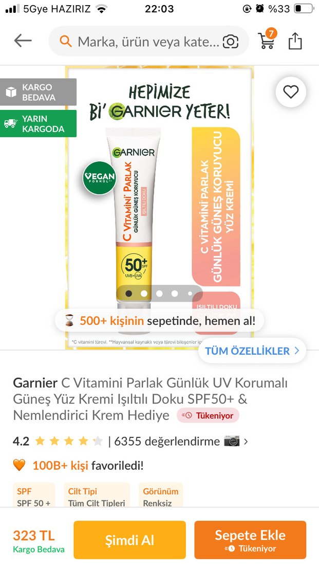 Garnier Vitamin C Güneş Koruyucu SPF 50 - Görsel 3