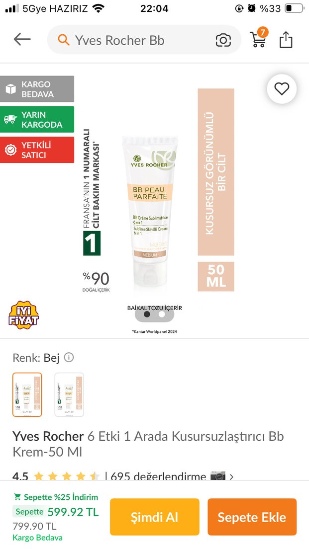 Yves Rocher BB Krem Orta Bej - Görsel 3