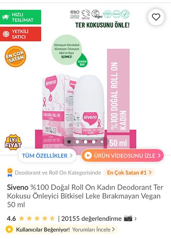 Siveno Kadın %100 Doğal Roll-On - Görsel 3