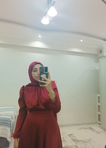s Beden Bordo Uzun Drapeli Kadın Abiye Elbise