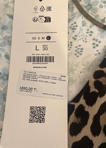 l Beden Kahverengi Leopar Desenli kısaKadın Elbise