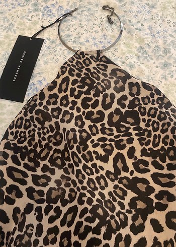 Bershka Kahverengi Leopar Desenli kısaKadın Elbise