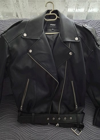 Kadın Siyah Deri Biker Ceket