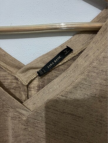 s Beden Zara basic açık kahve bluz