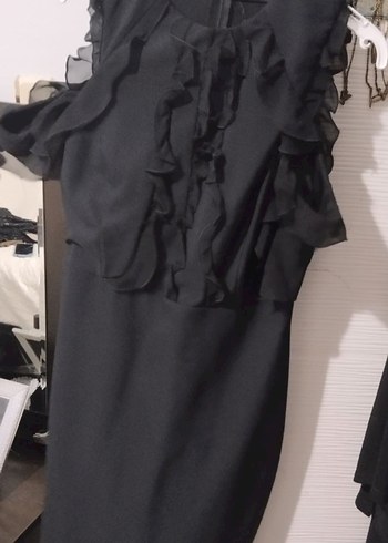 Dantel Detaylı siyah Mini Elbise - Görsel 4