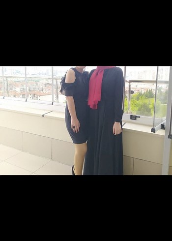 Dantel Detaylı siyah Mini Elbise - Görsel 2