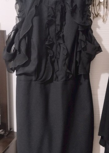 Dantel Detaylı siyah Mini Elbise - Görsel 3