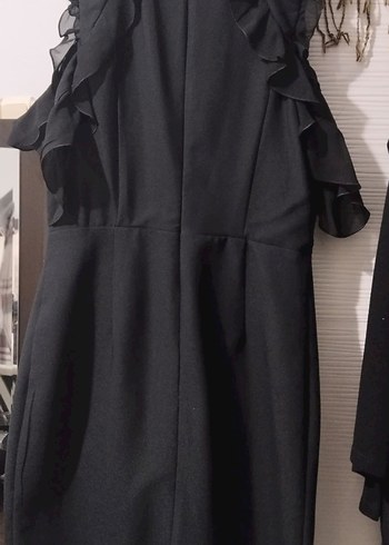 Dantel Detaylı siyah Mini Elbise - Görsel 6