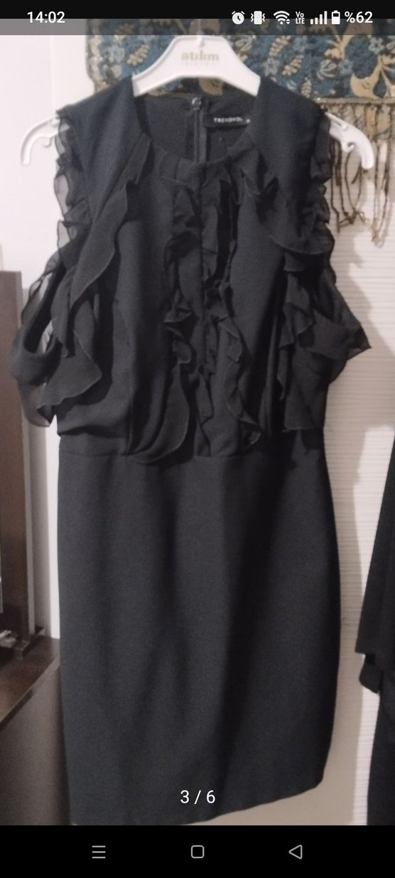 Dantel Detaylı siyah Mini Elbise - Görsel 3