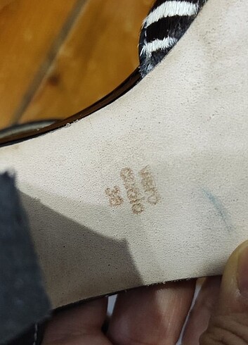 Zebra orjinal deri topuklu kalın ayakkabı - Görsel 5