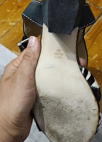 Zebra orjinal deri topuklu kalın ayakkabı - Görsel 7