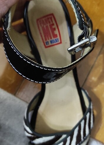 Zebra orjinal deri topuklu kalın ayakkabı - Görsel 9