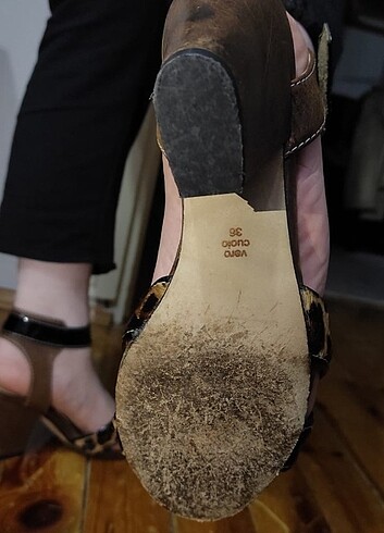 Leopar orjinal deri topuklu ayakkabı - Görsel 9