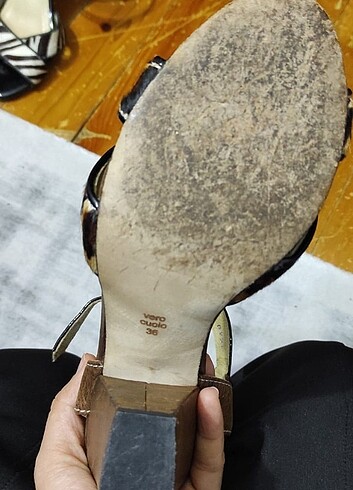 Leopar orjinal deri topuklu ayakkabı - Görsel 10