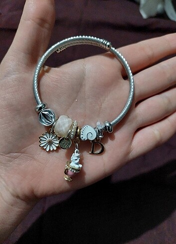 Beden pembe Renk Pandora tarzı pembe/pudra kedi charm bileklik