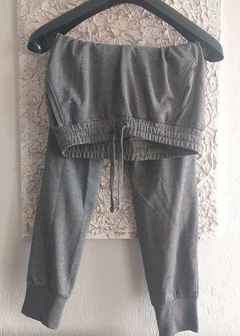 Gri Belden Bağlamalı Rahat Kadın Eşofman - Görsel 2